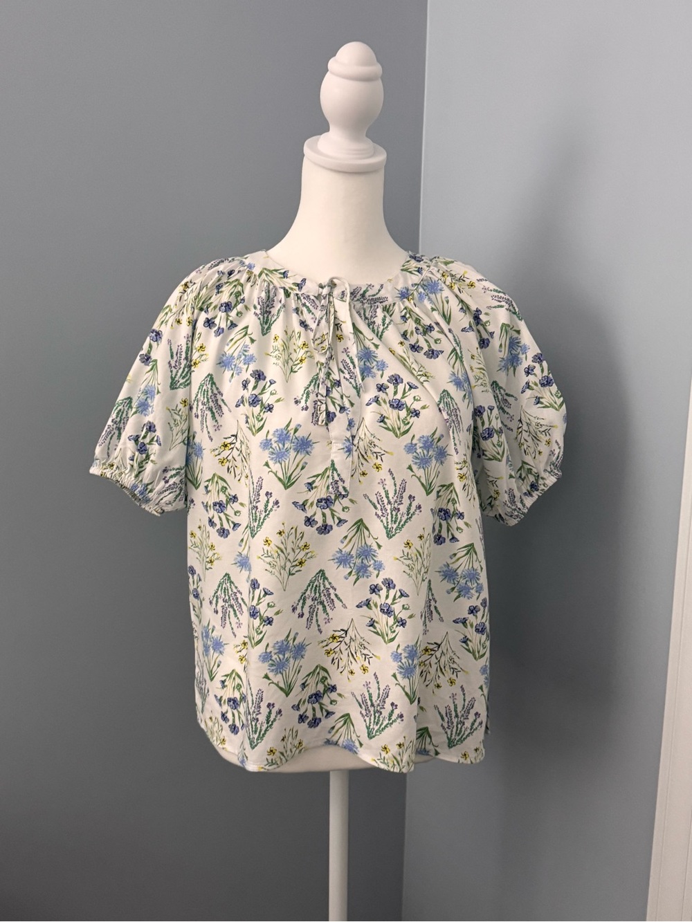 Loft Floral Puff-Sleeve Peasant Top - Size XS